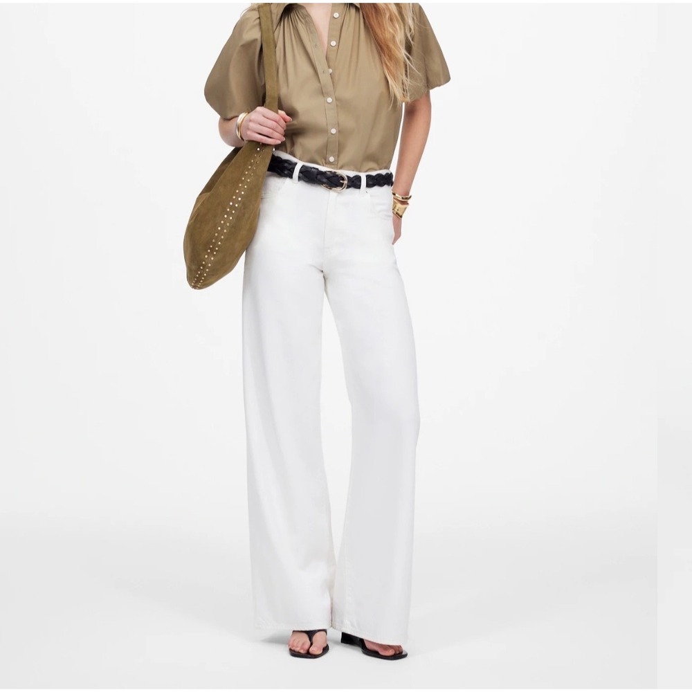 Madewell Superwide-Leg Jeans White Airey Denim Edition High Waist size 24 NU007